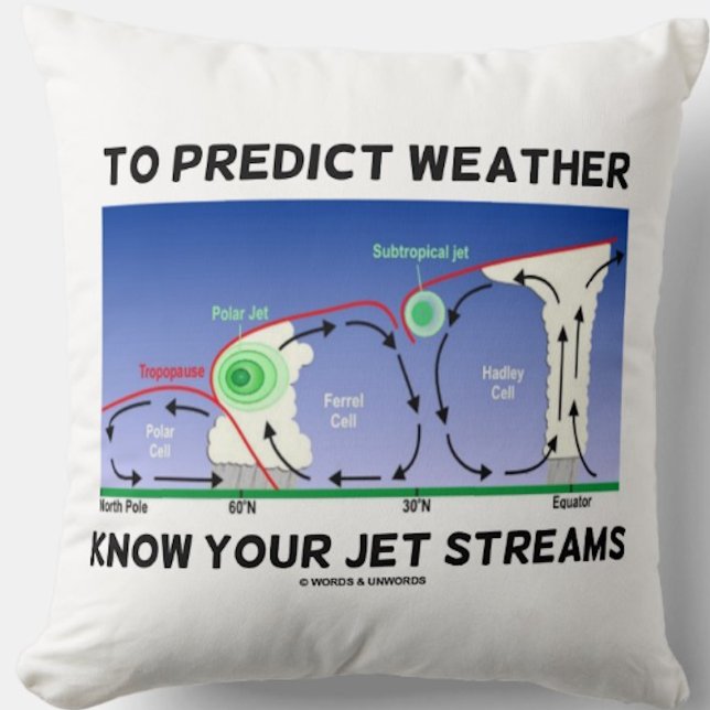 To Predict Weather Know Your Jet Streams Throw Pillow (Earth scientists & atmospheric scientists will enjoy this meteorological attitude throw pillow)