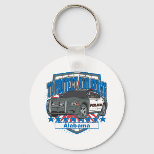 To Protect and Serve Alabama Police Car Keychain