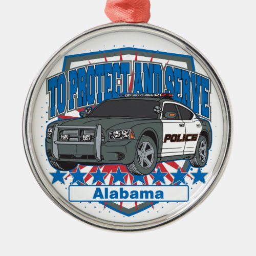 To Protect and Serve Alabama Police Car Metal Ornament