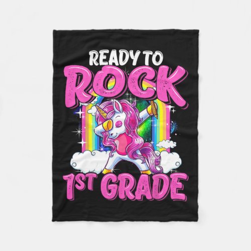To Rock 1st Grade Dabbing Unicorn Back To School G Fleece Blanket