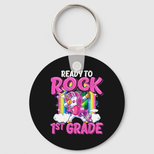 To Rock 1st Grade Dabbing Unicorn Back To School G Keychain