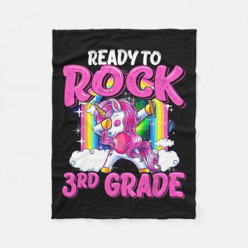 To Rock 3rd Grade Dabbing Unicorn Back To School G Fleece Blanket