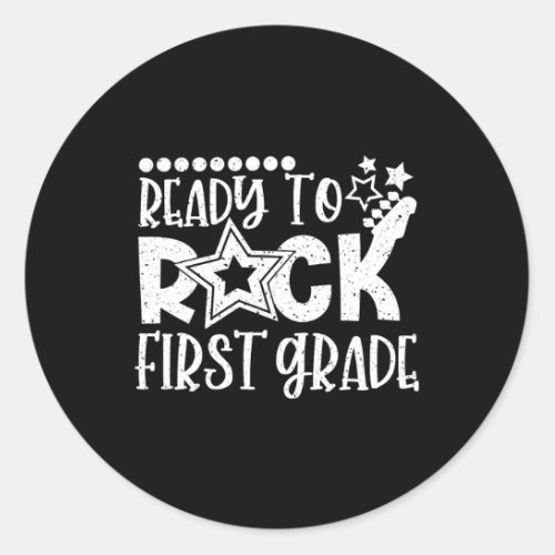 To Rock First Grade Back To School 1st Grade Boys  Classic Round Sticker