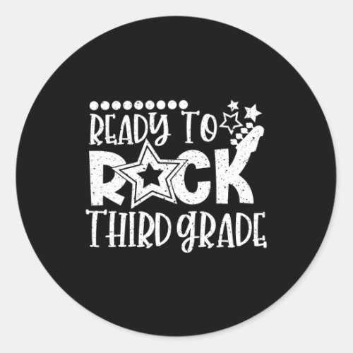 To Rock Third Grade Back To School 3rd Grade Boys  Classic Round Sticker