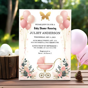 To Rose Boho Gold Mom Chic Spring Baby Girl Shower Invitation