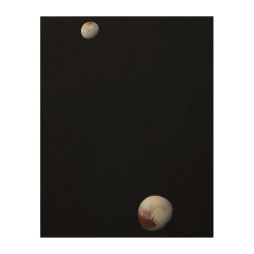 To scale Pluto  Charon Wood Wall Art