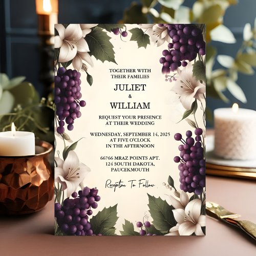 To Seed Rural Farm Wood Fruit Ivy Vineyard Wedding Invitation