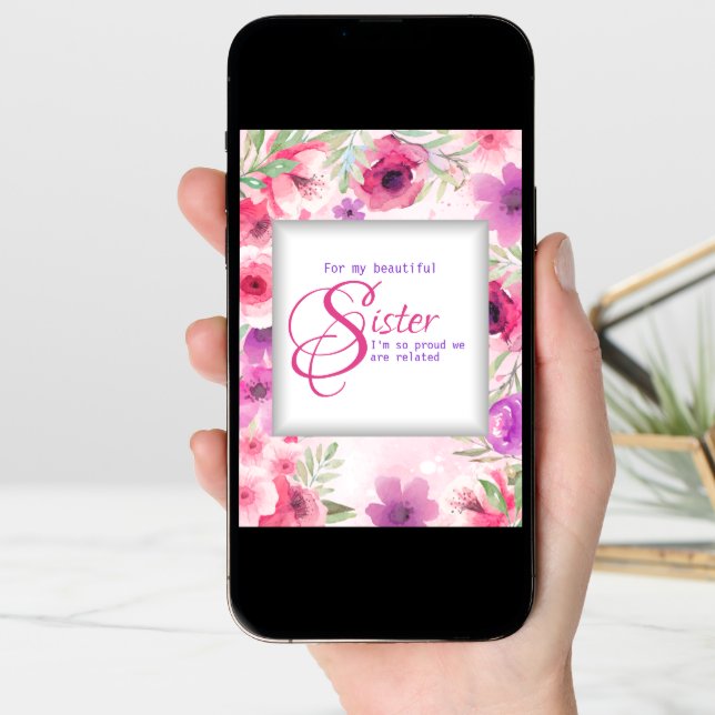 To Sister From Sis Floral Frame Mother's Day Card (Front Digital)