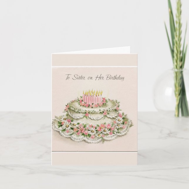 To Sister on Her Birthday Note Card (Front)