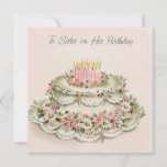 To Sister On Her Birthday Vintage Style Holiday Card<br><div class="desc">Vintage To Sister On Her Birthday.</div>