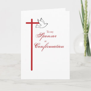 To Sponsor at Confirmation, Red Cross Letterpress Thank You Card