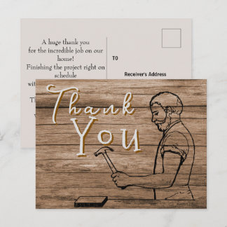 To thank for a carpenter postcard