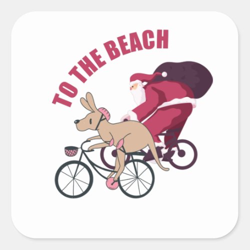 To the Beach _ Australian Christmas Square Sticker
