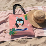 To The Beach | Beach Beauty Retro Tropical Leaves Tote Bag<br><div class="desc">Show off your own unique style with our expressive stylish tote bag design perfect for everyday use or taking with you to the beach. The design features our own handprinted retro style beach beauty, tropical palm leaves tote bag. Blush pinks, and polka dot pattern adds a stylish flair to this...</div>