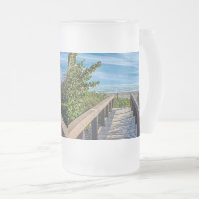 To The Beach Frosted Glass Beer Mug (Front Right)