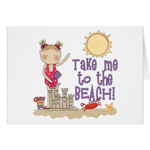 To the Beach Girl Blank Card