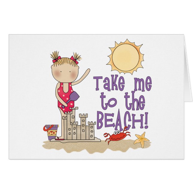 To the Beach (Girl) Blank Card (Front Horizontal)