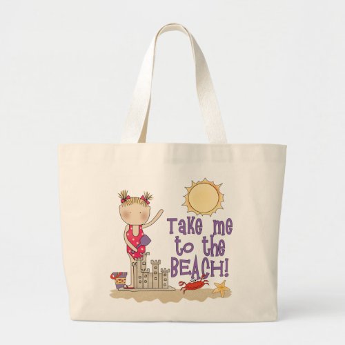 To the Beach Girl Large Tote Bag