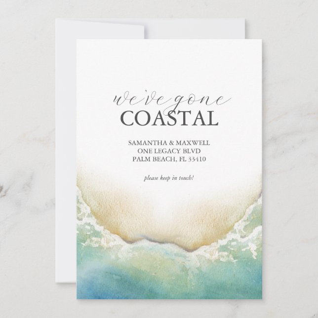 To The Beach New Address Moving Announcement (Front)