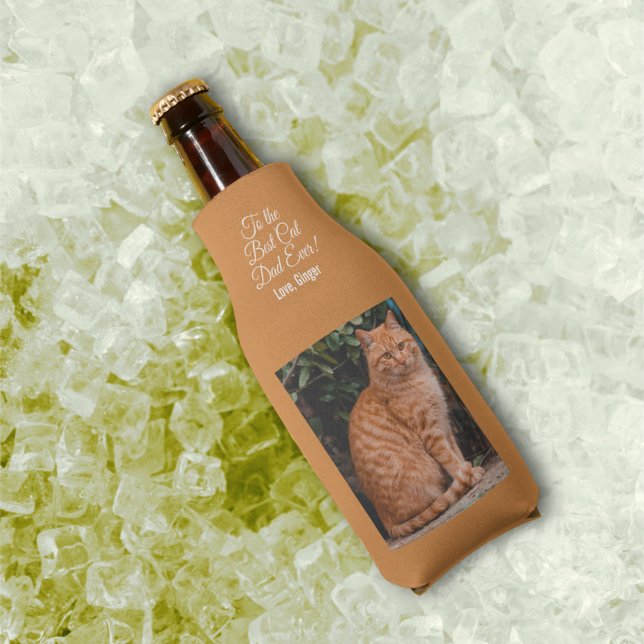 To the Best Cat Dad Ever Custom Photo Bottle Cooler (Creator Uploaded)