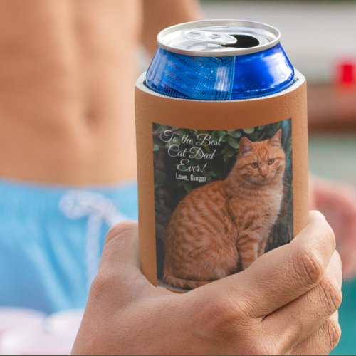 To the Best Cat Dad Ever Custom Photo Can Cooler