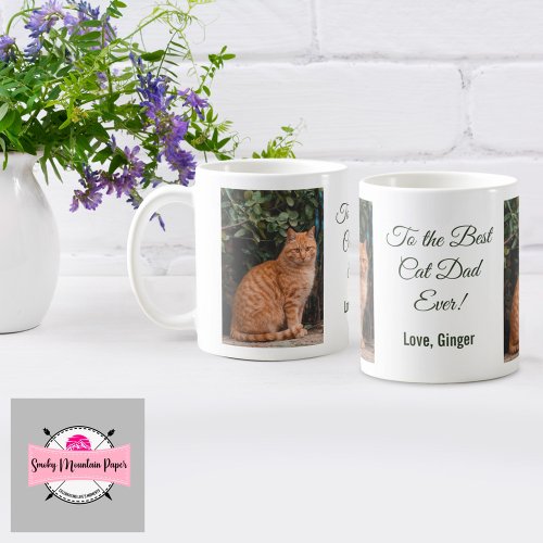 To the Best Cat Dad Ever Custom Photo Coffee Mug