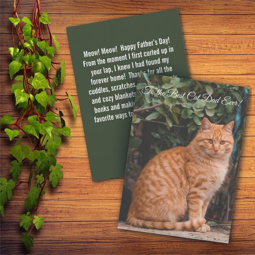 To the Best Cat Dad Ever Custom Photo Flat Card