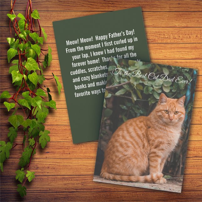 To the Best Cat Dad Ever Custom Photo Flat Card (Creator Uploaded)