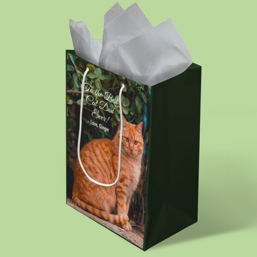 To the Best Cat Dad Ever Custom Photo Medium Gift Bag