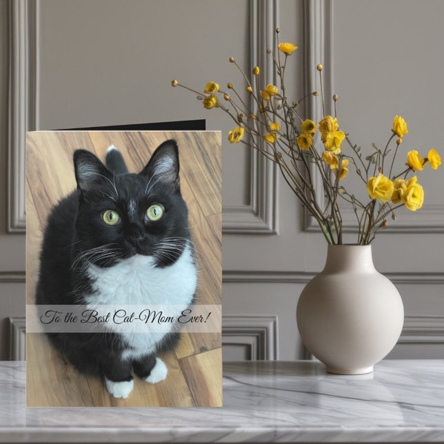 To the Best Cat Mom Ever Custom Photo & Text Holiday Card (Creator Uploaded)