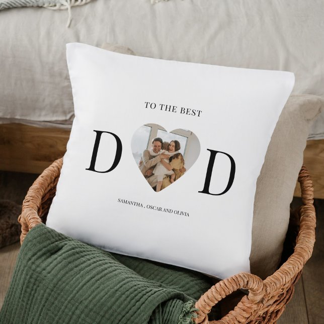 To The Best Dad Personalized Photo Heart  Throw Pillow (Creator Uploaded)