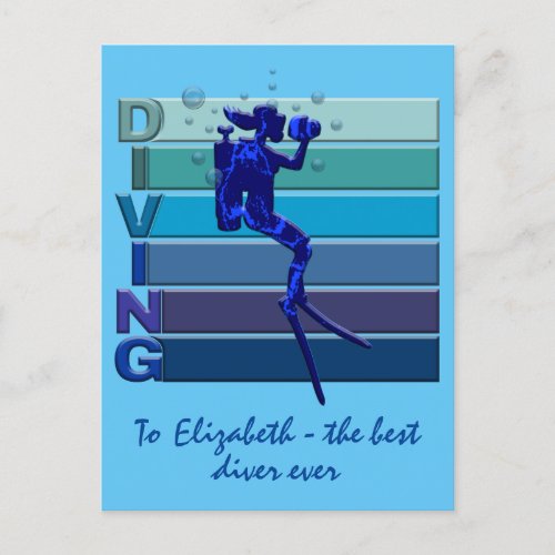To The Best Diver Ever Customizable For Women Postcard