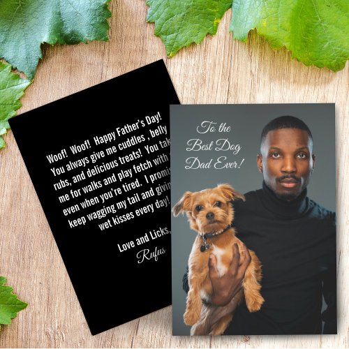 To the Best Dog Dad Ever Custom Photo Flat Card