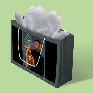 To the Best Dog Dad Ever Custom Photo Large Gift Bag