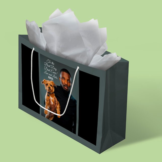 To the Best Dog Dad Ever Custom Photo Large Gift Bag (Creator Uploaded)