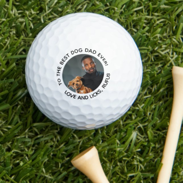 To the Best Dog Dad Ever Custom Photo & Text Golf Balls (Creator Uploaded)