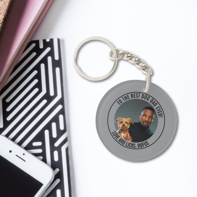 To the Best Dog Dad Ever Custom Photo & Text Keychain (Creator Uploaded)
