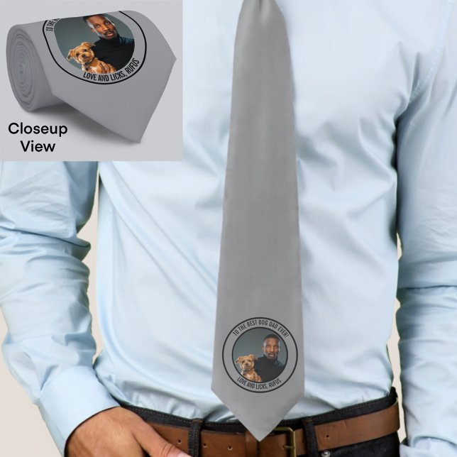 To the Best Dog Dad Ever Custom Photo & Text Neck Tie (Creator Uploaded)