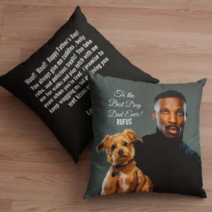 To the Best Dog Dad Ever Custom Photo Throw Pillow