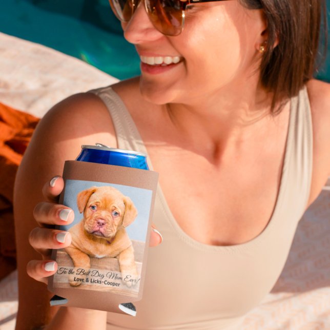 To the Best Dog Mom Ever Custom Photo Can Cooler (Creator Uploaded)