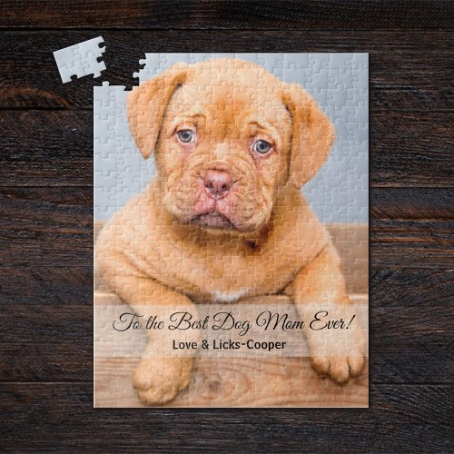 To the Best Dog Mom Ever Custom Photo Jigsaw Puzzle