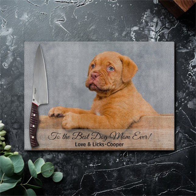 To the Best Dog Mom Ever Custom Photo & Text Cutting Board (Creator Uploaded)