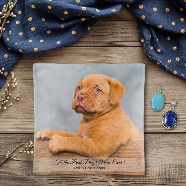 To the Best Dog Mom Ever Custom Photo & Text Trinket Tray (Creator Uploaded)