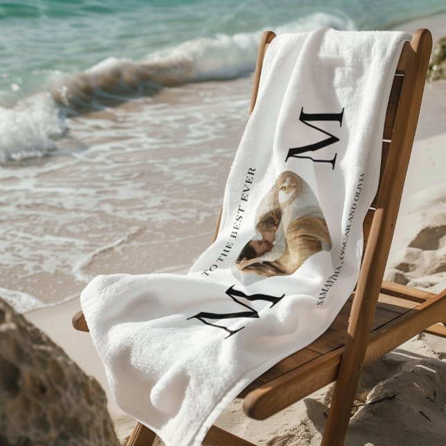 To the Best Mom Photo Heart Beach Towel (Creator Uploaded)