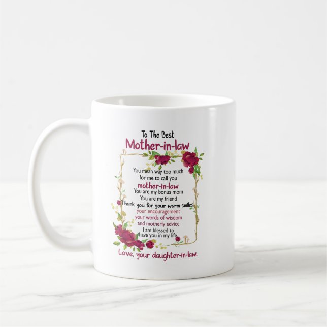 To the best mother in law gifts from daughter in l coffee mug (Left)