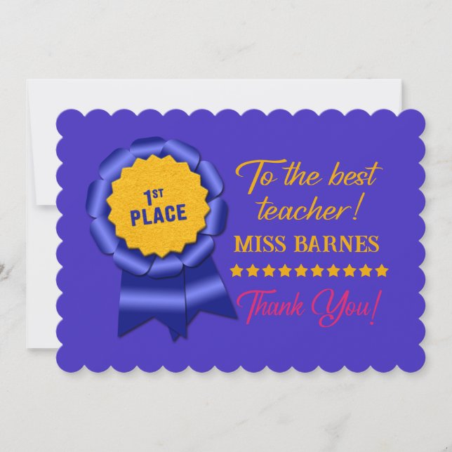 To the Best Teacher Blue Ribbon You Customize It (Front)