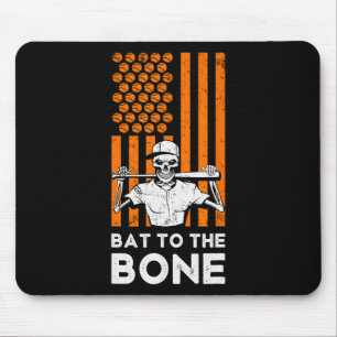 To The Bone Halloween Baseball Skeleton Baseball B Mouse Pad