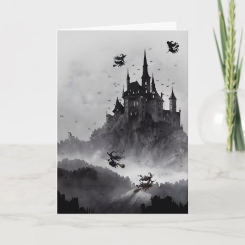 To the Castle We Fly Halloween Holiday Card