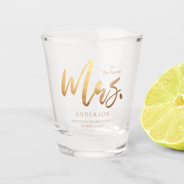 To The Future Mrs. Wedding Gold Foil Custom Shot Glass (Front)