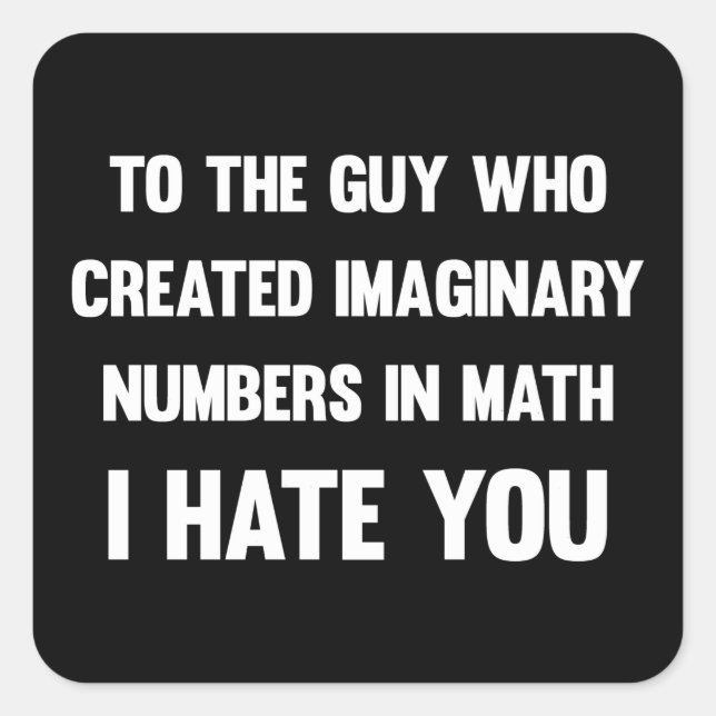 To the guy who created imaginary numbers...| Funny Square Sticker (Front)